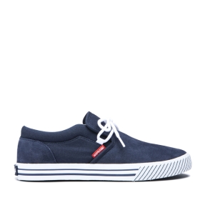 Supra Mens CUBA Low Top Shoes Navy/White/white | US-11524